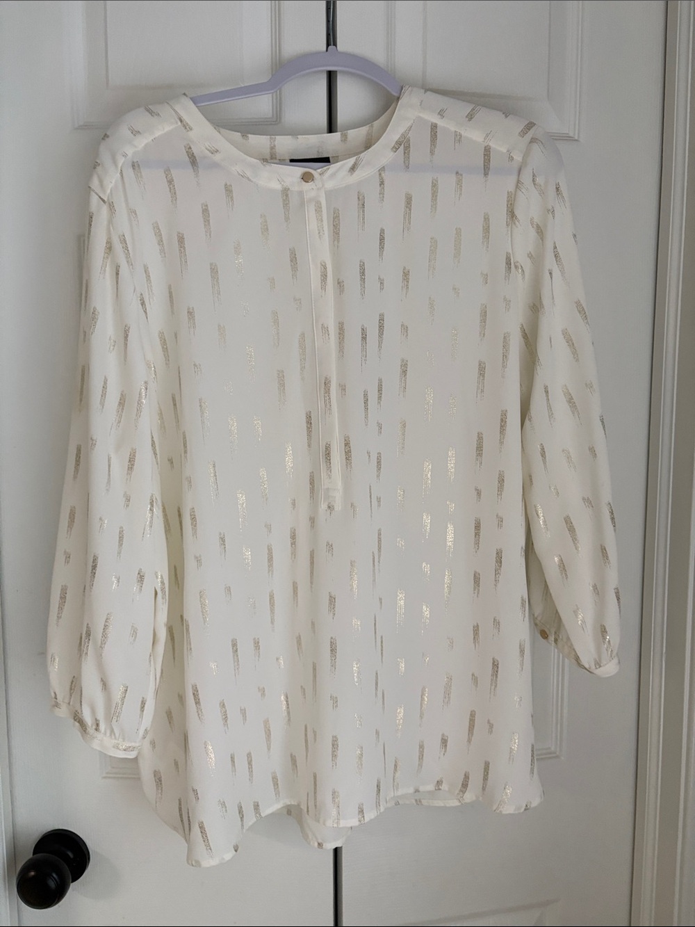Women’s Cream Blouse with Metallic Gold Accent